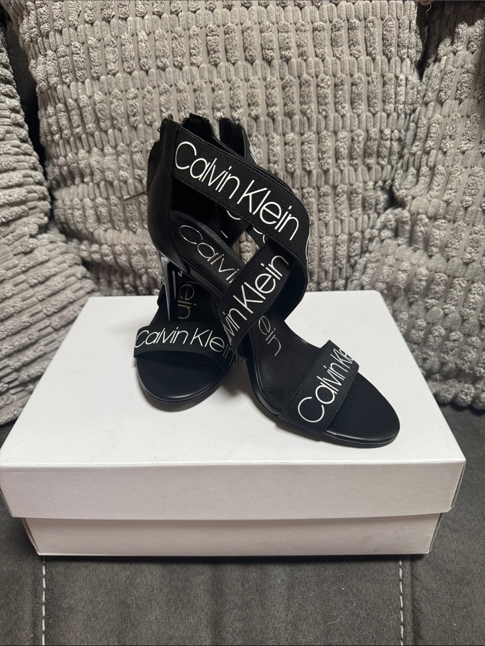 Calvin Klein Black Logo Strap Heels